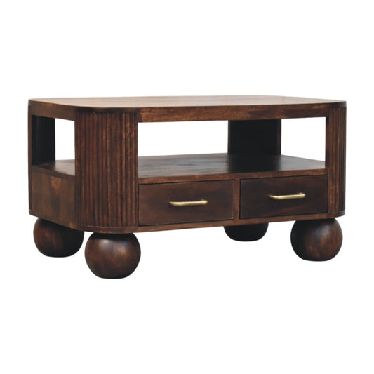 Sphere Leg Solid Mango Wood Coffee Table Living Room Natural