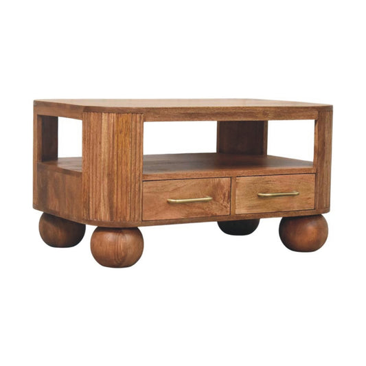 Briarwood Fluted Solid Mango Wood Coffee Table Living Room