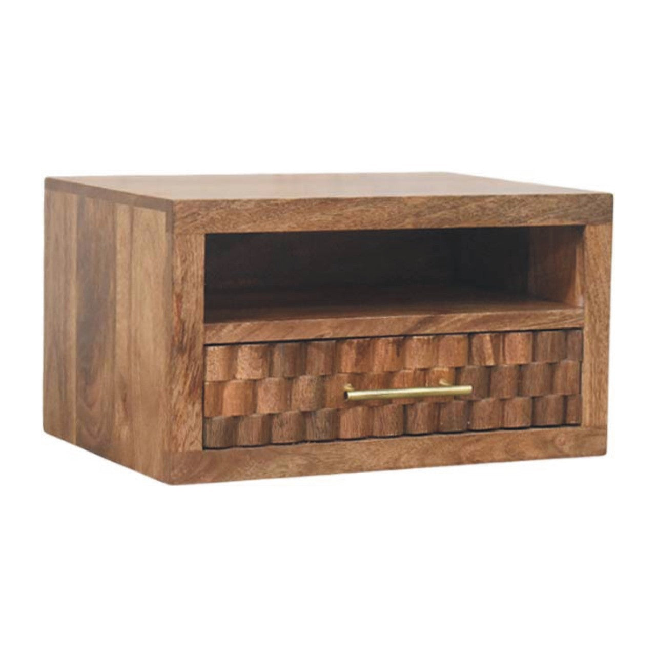 Cadiz Hand Carved Slot and Drawer Solid Mango Wood Bedside