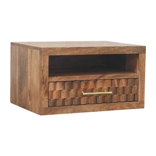 Cadiz Hand Carved Slot and Drawer Solid Mango Wood Bedside
