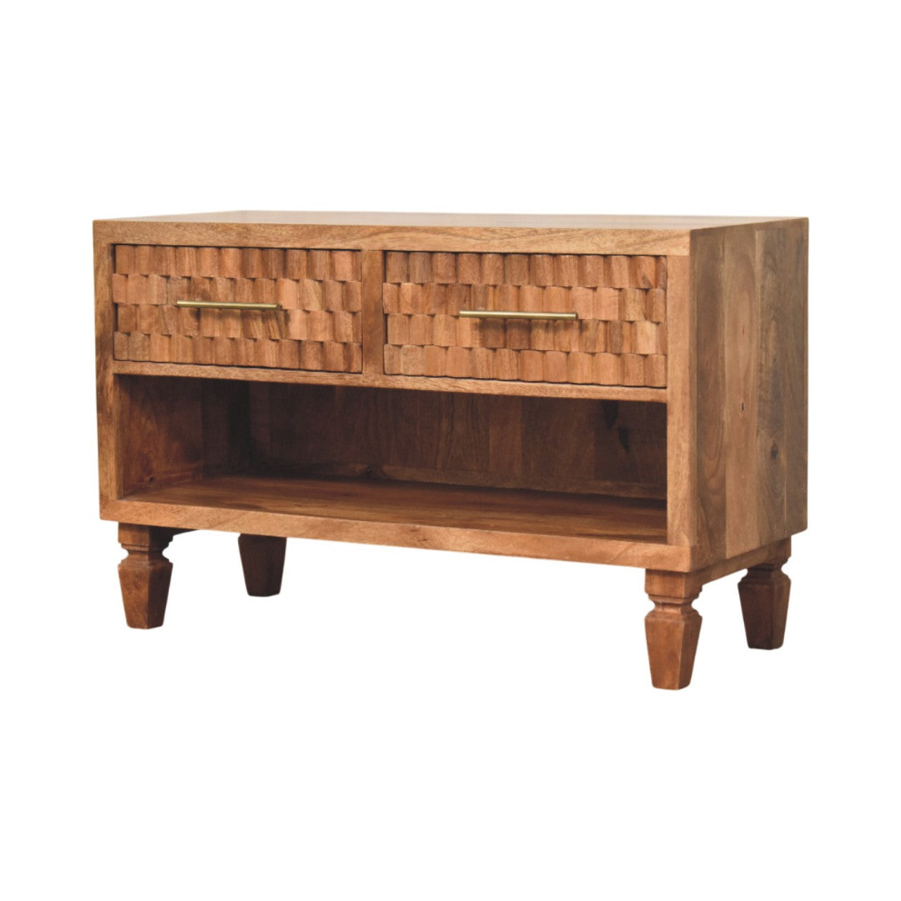 Cadiz Hand Carved Shoe Storage Cabinet Solid Mango Wood Entryway
