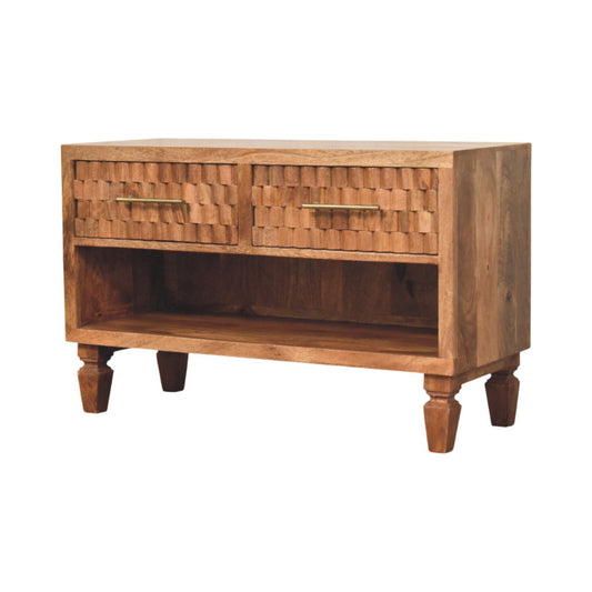 Cadiz Hand Carved Shoe Storage Cabinet Solid Mango Wood Entryway