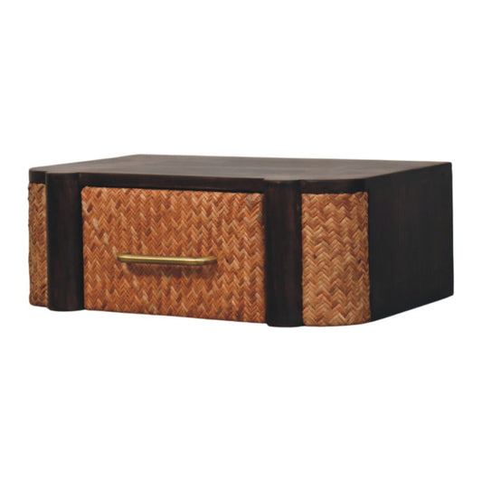 Havana Cane Weave Wall Mounted Floating Fabric Bedside Natural