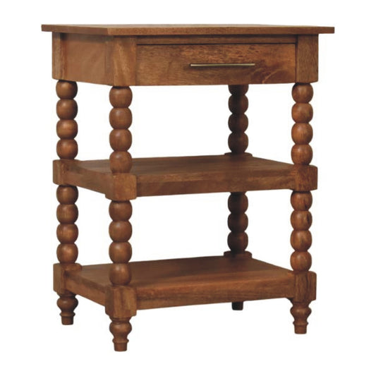 Spindle Rectangular Solid Mango Wood Accent Side Table Natural
