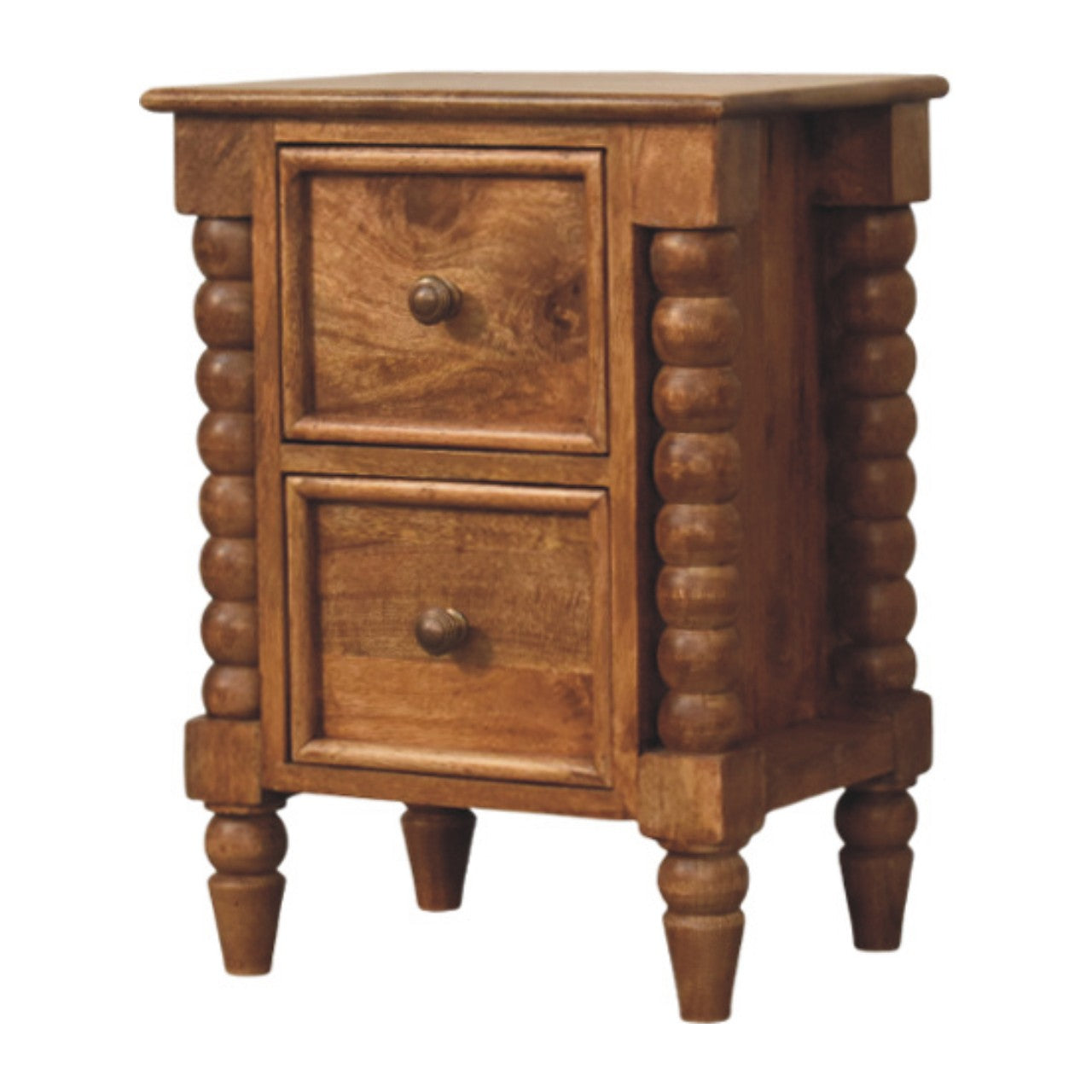 Barley Twist 2 Drawer Solid Mango Wood Bedside Table Natural