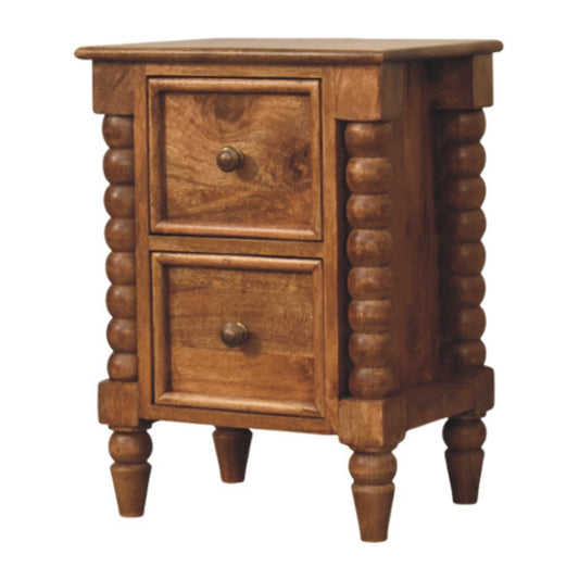 Barley Twist 2 Drawer Solid Mango Wood Bedside Table Natural