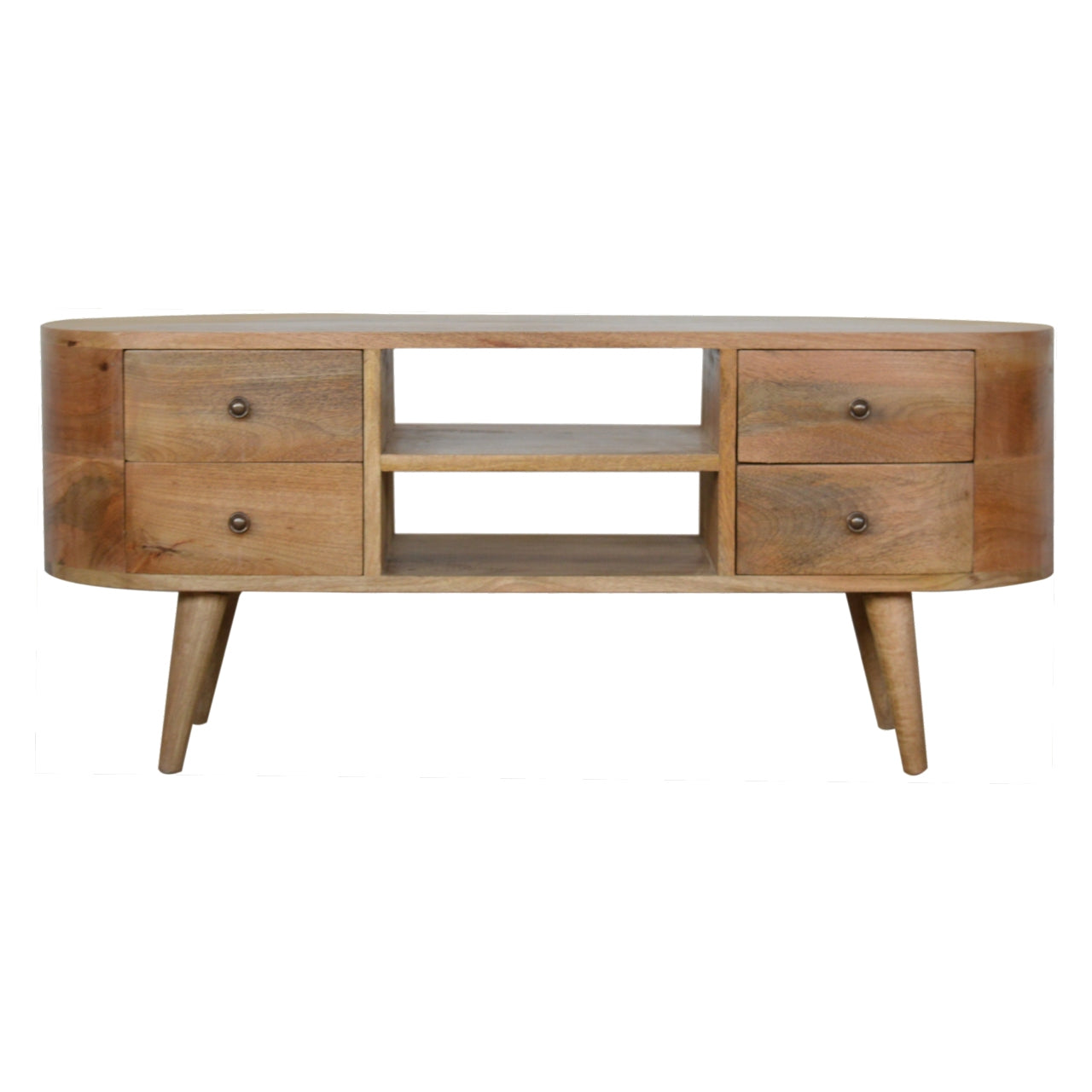 Rounded Arch Wide Solid Mango Wood TV Entertainment Unit