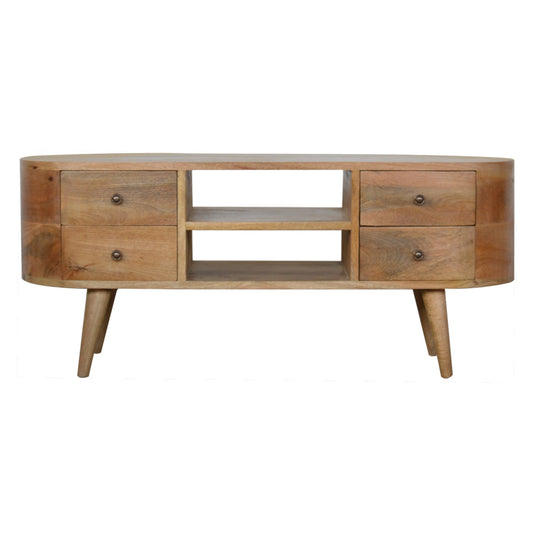 Rounded Arch Wide Solid Mango Wood TV Entertainment Unit