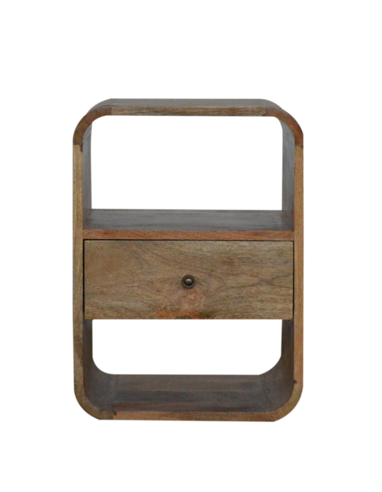 London Style Open Solid Mango Wood Bedside Table Natural
