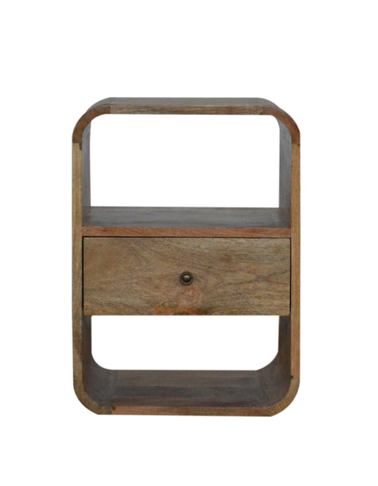 London Style Open Solid Mango Wood Bedside Table Natural