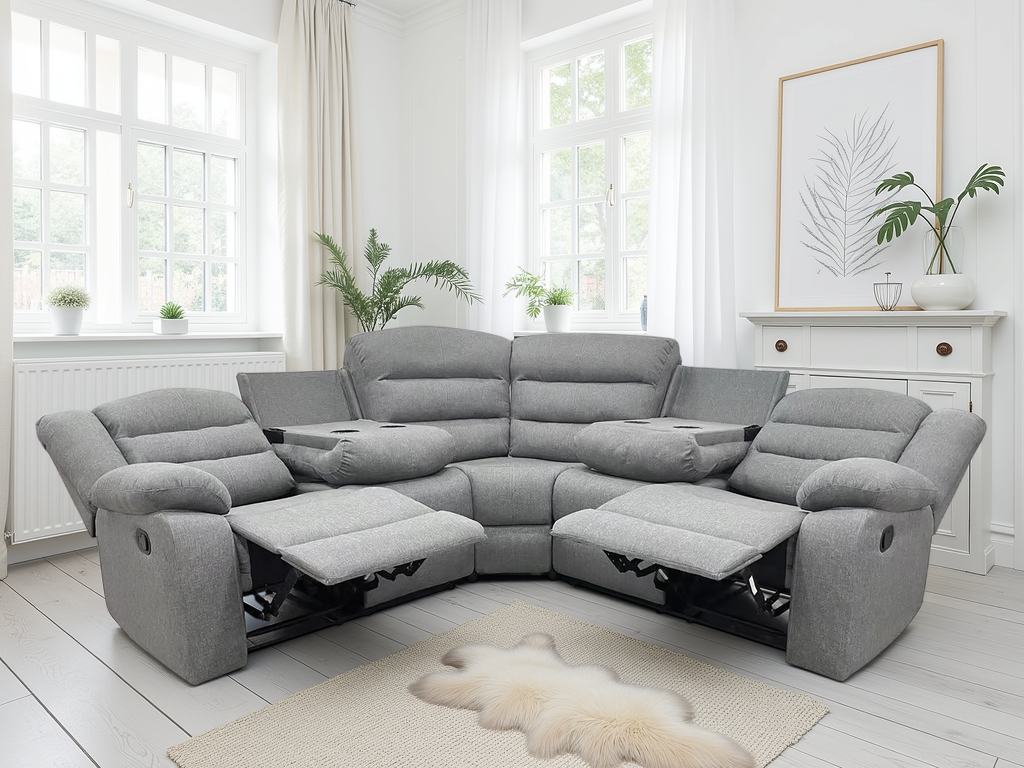 Dundee Recliner Sofa Grey Large Corner