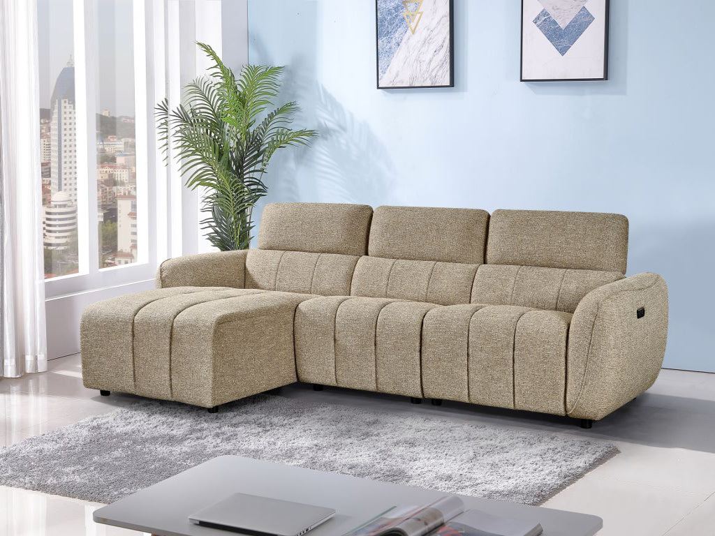 Turin Electric Recliner Sofa Mocha Left Hand