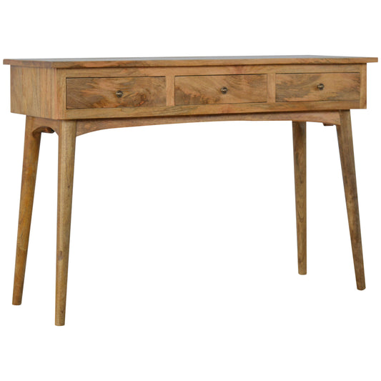 Wide 3 Drawer Solid Mango Wood Hallway Console Table Natural