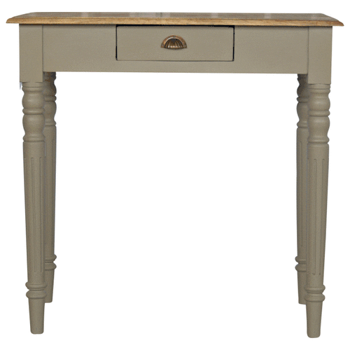Hand Painted Grey Fluted Leg Solid Mango Wood Writing Desk