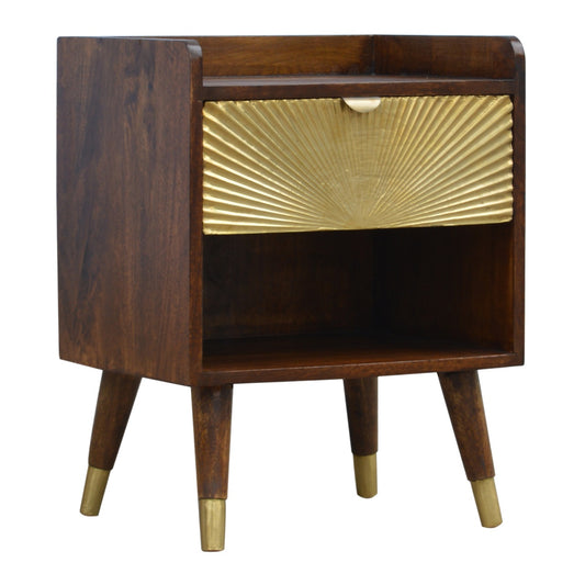 Manila Gold Hardware Solid Mango Wood Single Drawer Bedside